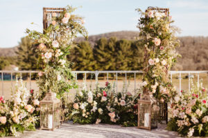 Ceremony space with floral arrangements
